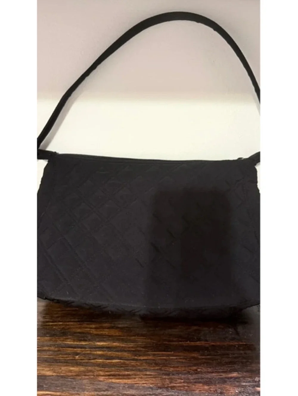 Vera Bradley solid black quilted shoulder bag silver-tone metal toggle clasp
